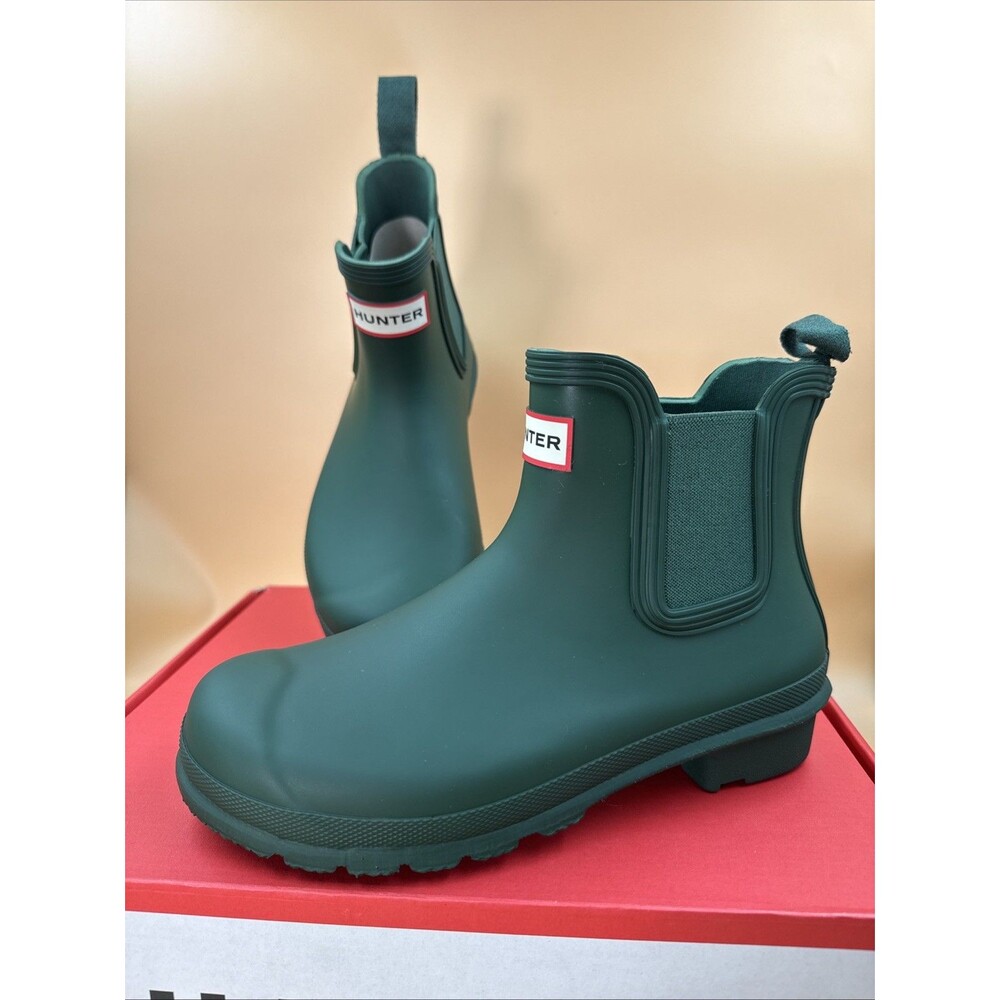 Hunter Original Chelsea Women's Waterproof Ankle Rain Boots, Green Size 7 NEW